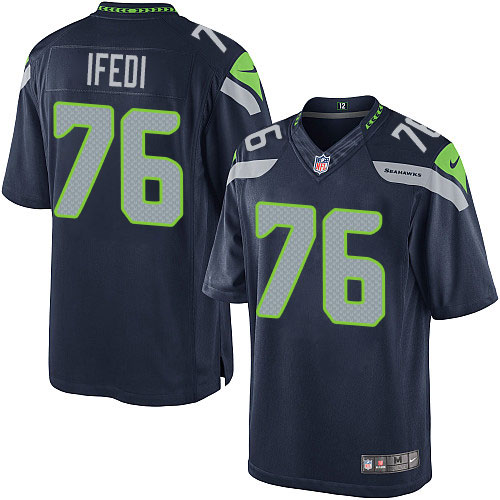 Men's Limited Germain Ifedi Nike Jersey Navy Blue Home - #76 NFL Seattle Seahawks